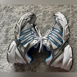 Adidas Running Shoes White Silver Blue Size: 4 Men / 6 Women